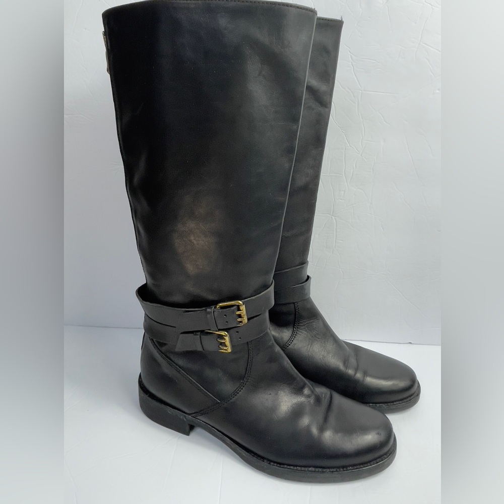 J Crew Black Leather Knee-High Boots 9.5
